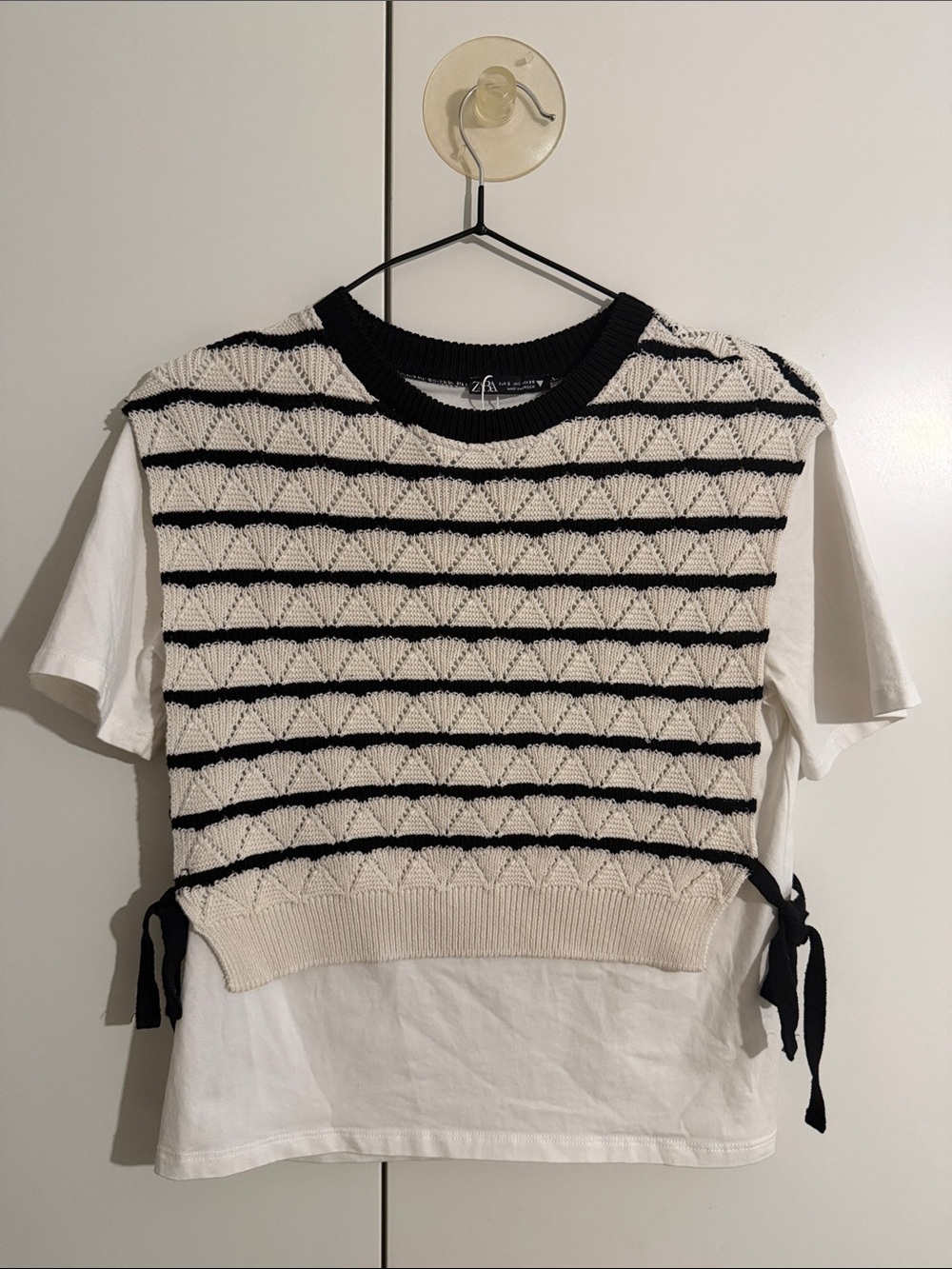 ZARA Cropped Knit layer vest top with Side Ties - small